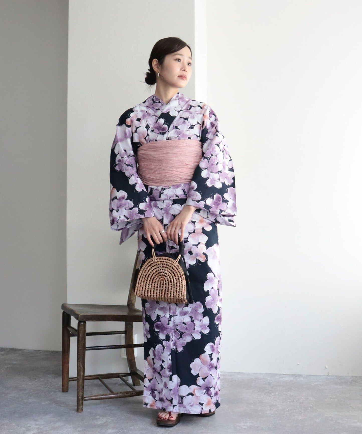 【限定/全3色】花紋浴衣2件套