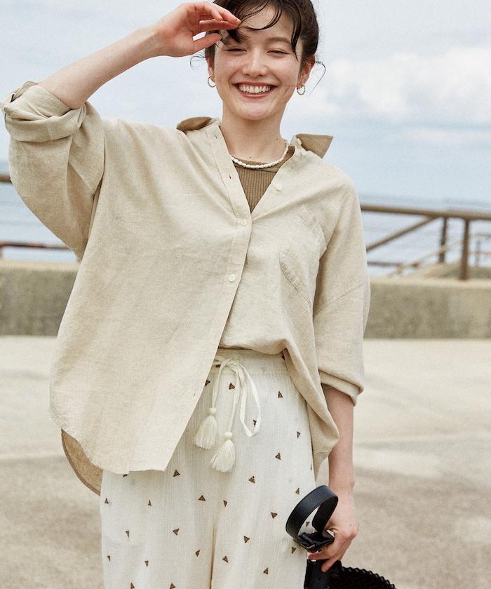 亞麻混紡襯衫<可搭配套裝>