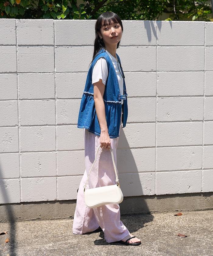 牛仔褲荷葉邊收褶馬甲