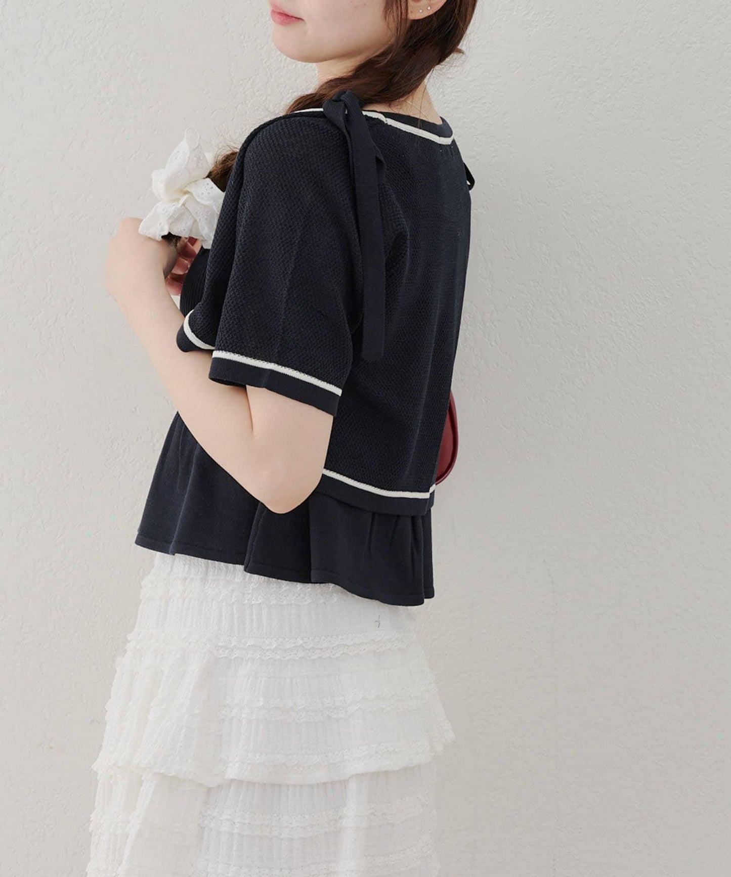 【2件套裝】荷葉邊背心×開衫