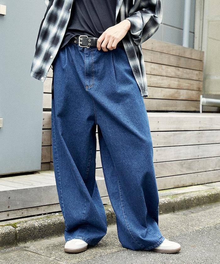打褶斜紋褲