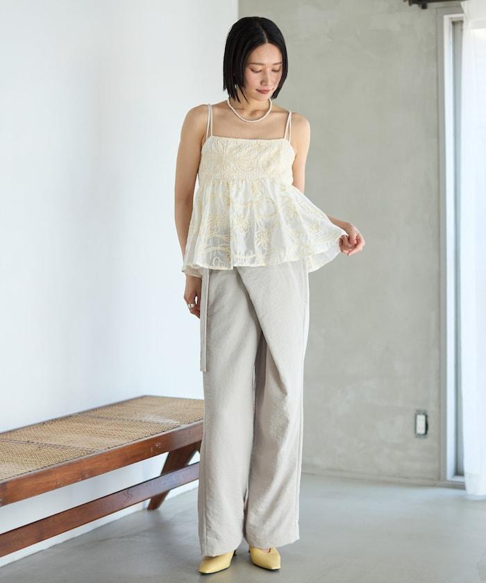 亞麻風 飄逸褲 / 寬鬆剪裁 飄逸褲