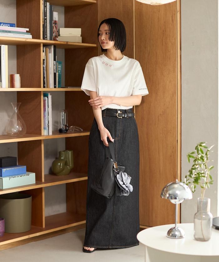 有機棉 心形 標誌刺繡T恤 / 圓領 單點標誌 刺繡短袖T恤