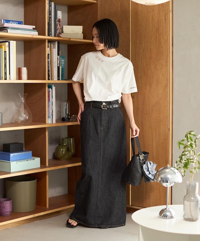 有機棉 心形 標誌刺繡T恤 / 圓領 單點標誌 刺繡短袖T恤