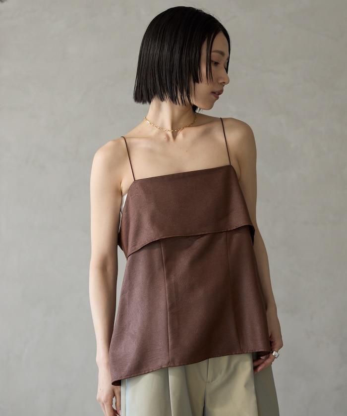 褶皺處理 後背開口 女士吊帶背心 / 細肩帶