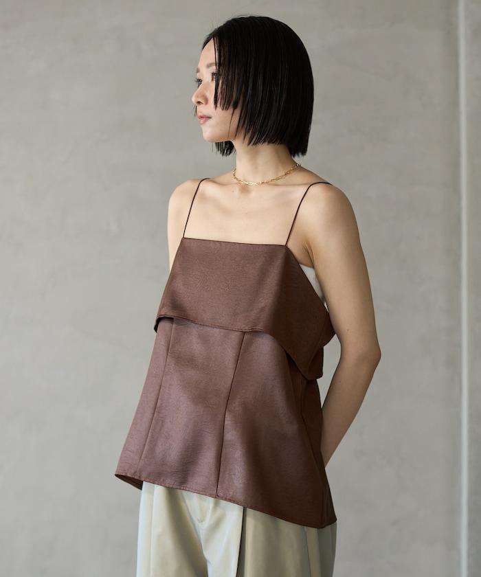 褶皺處理 後背開口 女士吊帶背心 / 細肩帶
