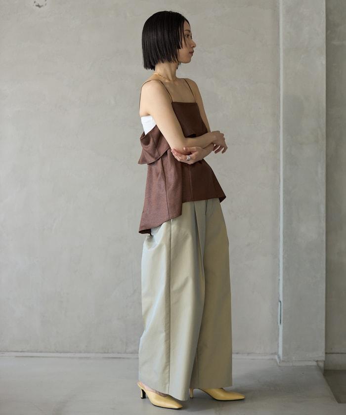 褶皺處理 後背開口 女士吊帶背心 / 細肩帶