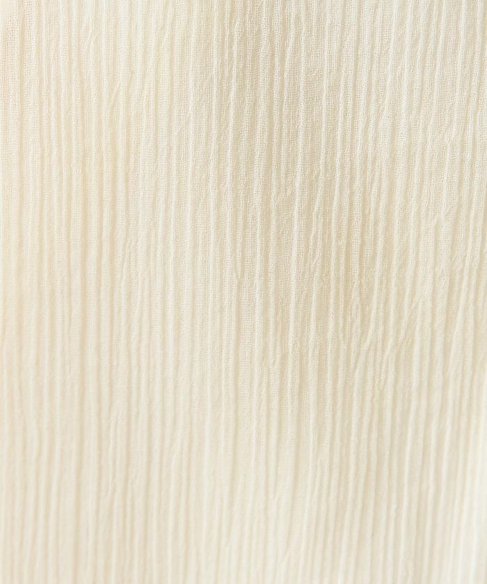 印度棉褶皺亨利領連衣裙