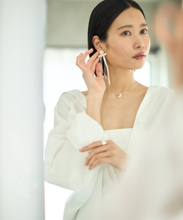長絲帶鏈耳環 / 耳釘 / 雙耳用
