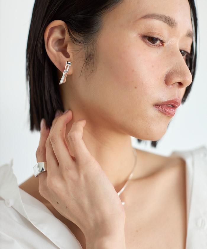 蝴蝶結圖案耳環 / 圓釘耳環 / 雙耳用