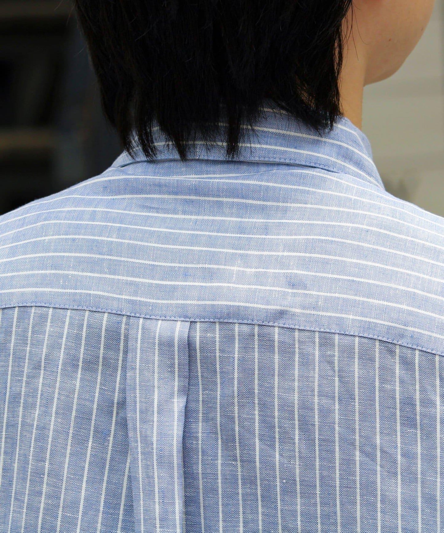 【GLOSTER】法國鬥牛犬刺繡 亞麻 七分袖襯衫