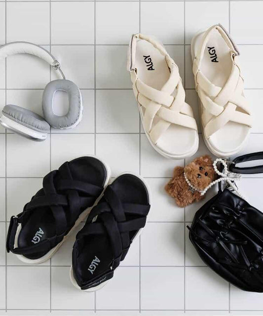 交叉設計氣墊底涼鞋