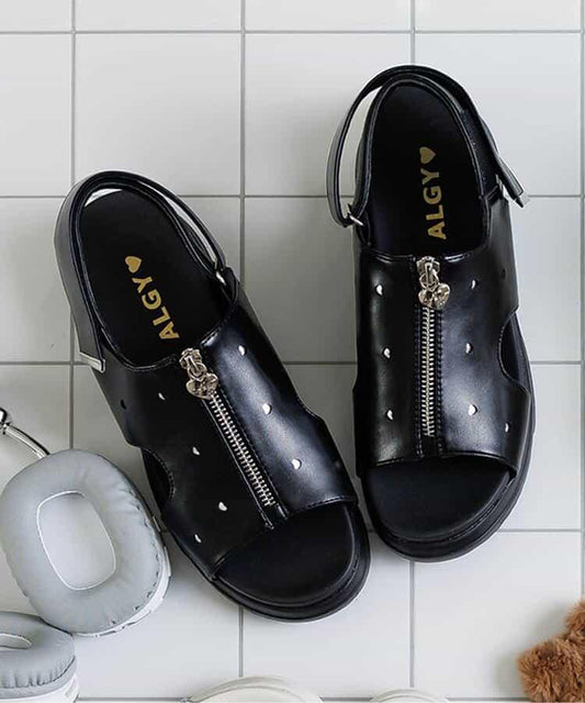 心形飾物拉鍊涼鞋