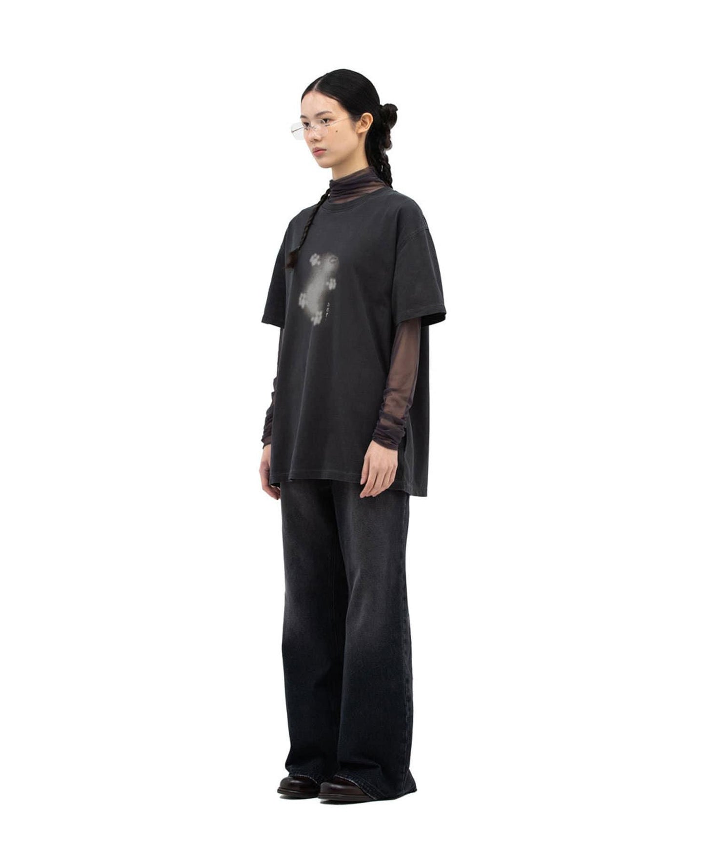 【DEFGARMENTS/デフグラメンツ】貓咪喇叭牛仔褲
