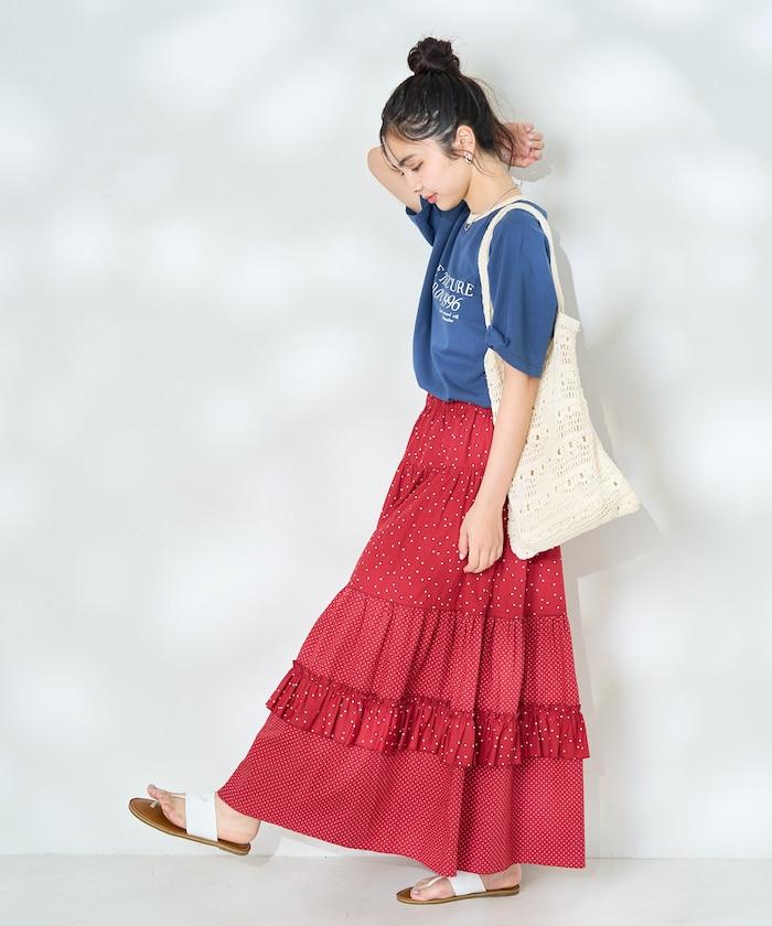 藍色圓領印花T恤