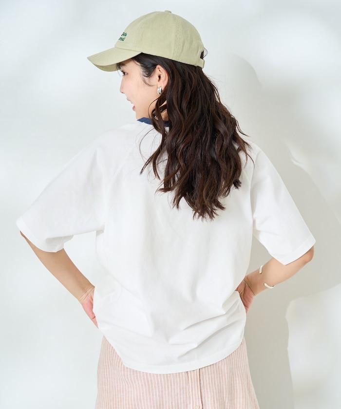 藍色圓領印花T恤