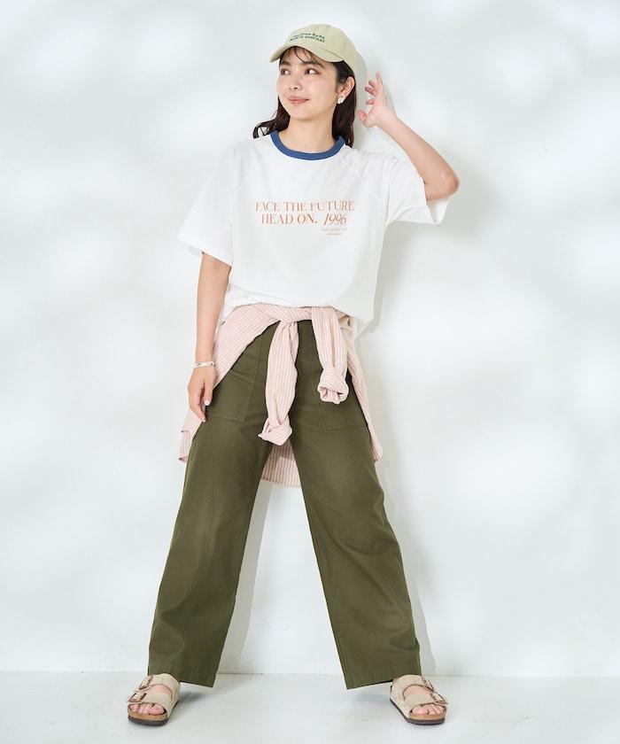 藍色圓領印花T恤