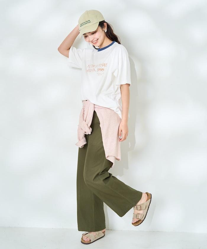 藍色圓領印花T恤