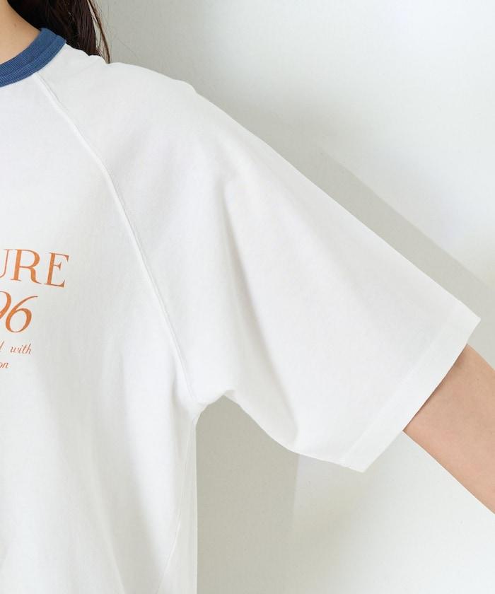 藍色圓領印花T恤