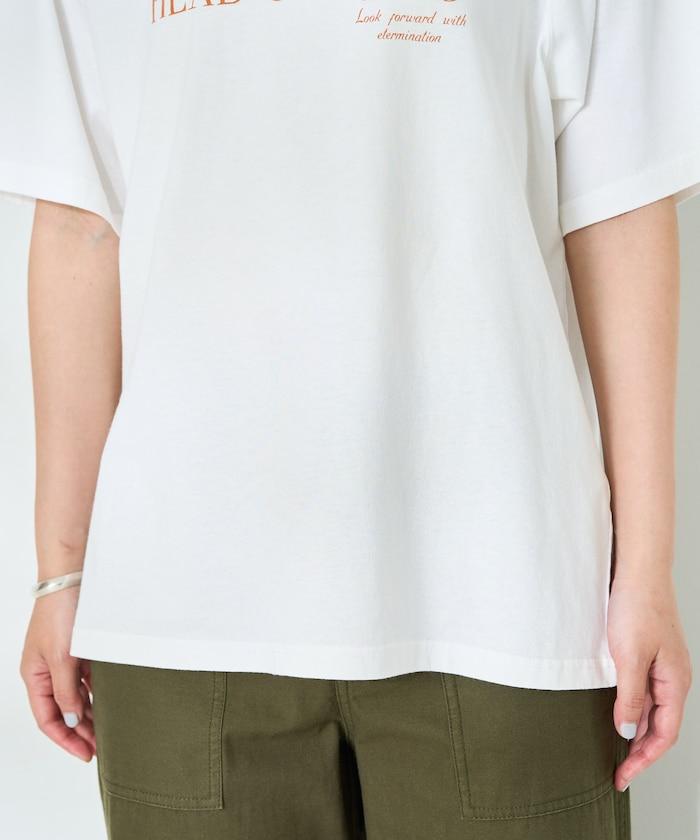 藍色圓領印花T恤