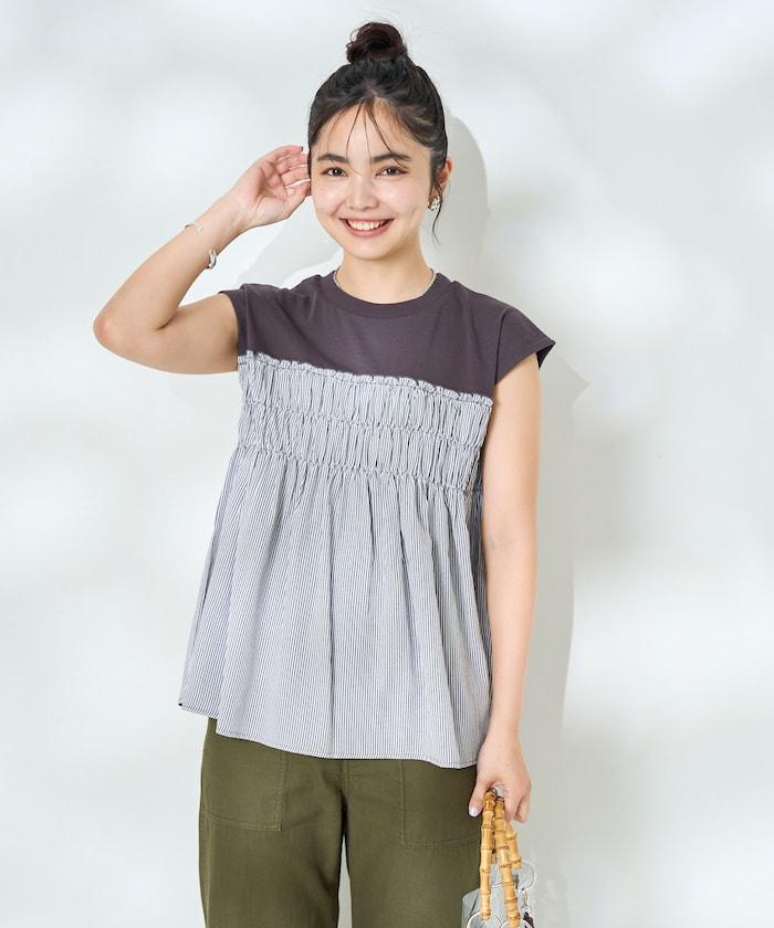 條紋拼接 法式短袖T恤