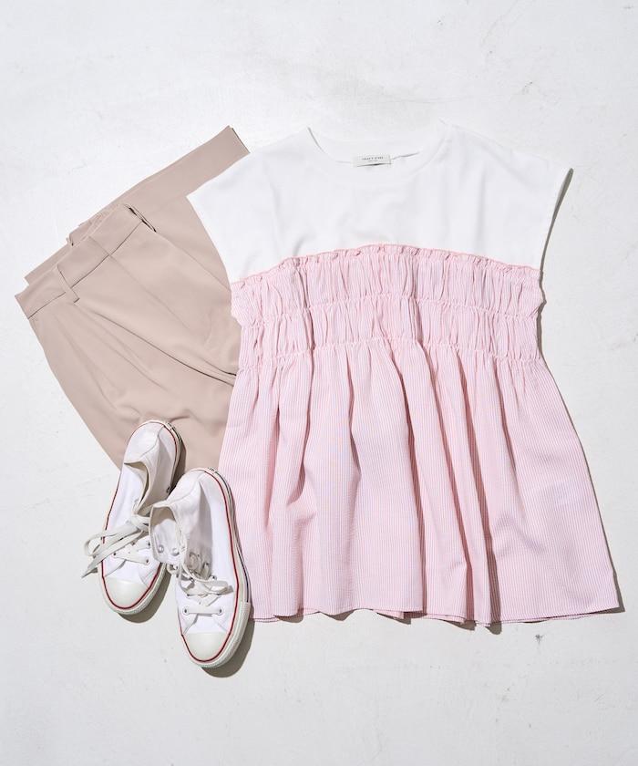 條紋拼接 法式短袖T恤