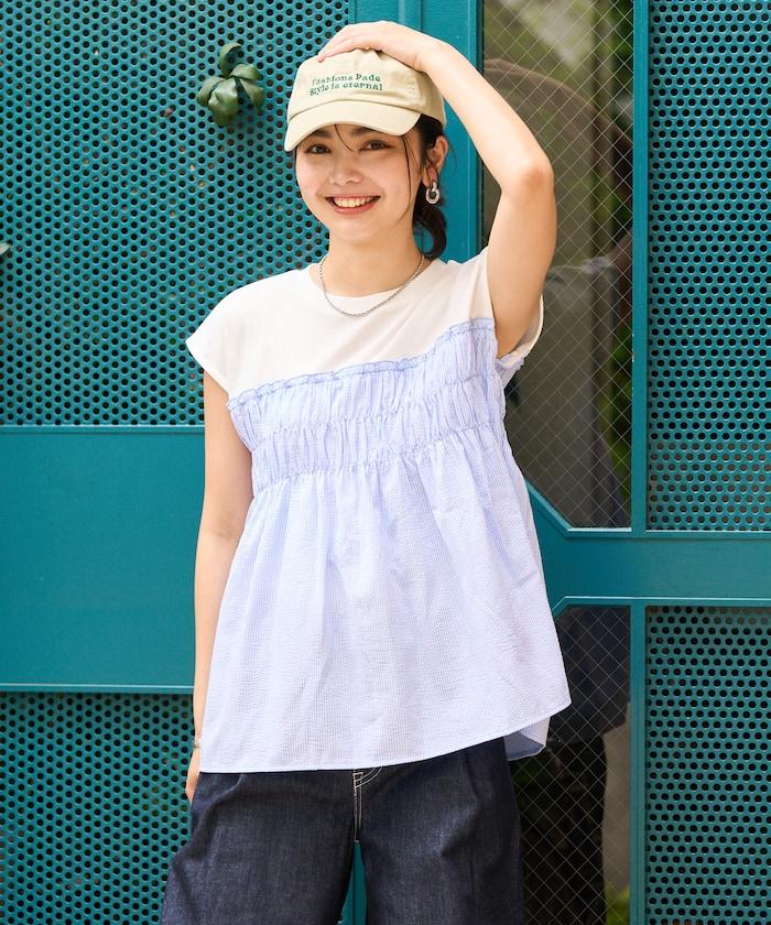 條紋拼接 法式短袖T恤