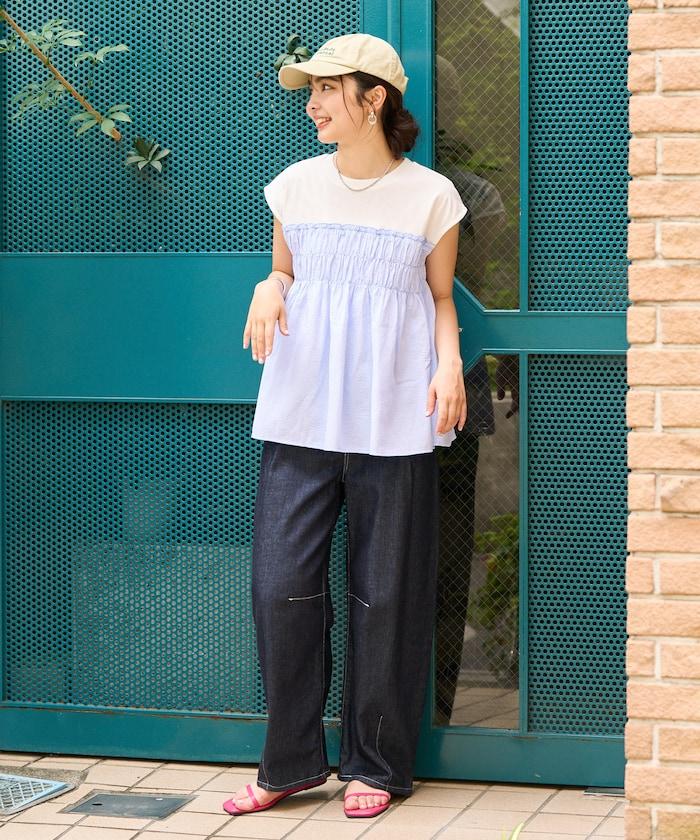 條紋拼接 法式短袖T恤