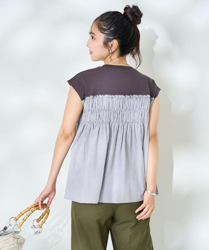 條紋拼接 法式短袖T恤