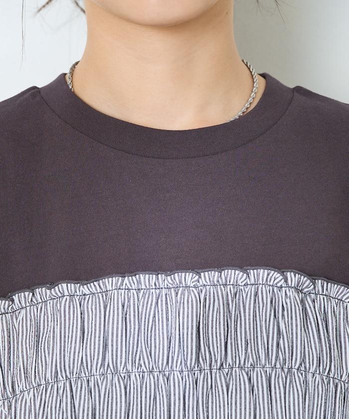 條紋拼接 法式短袖T恤