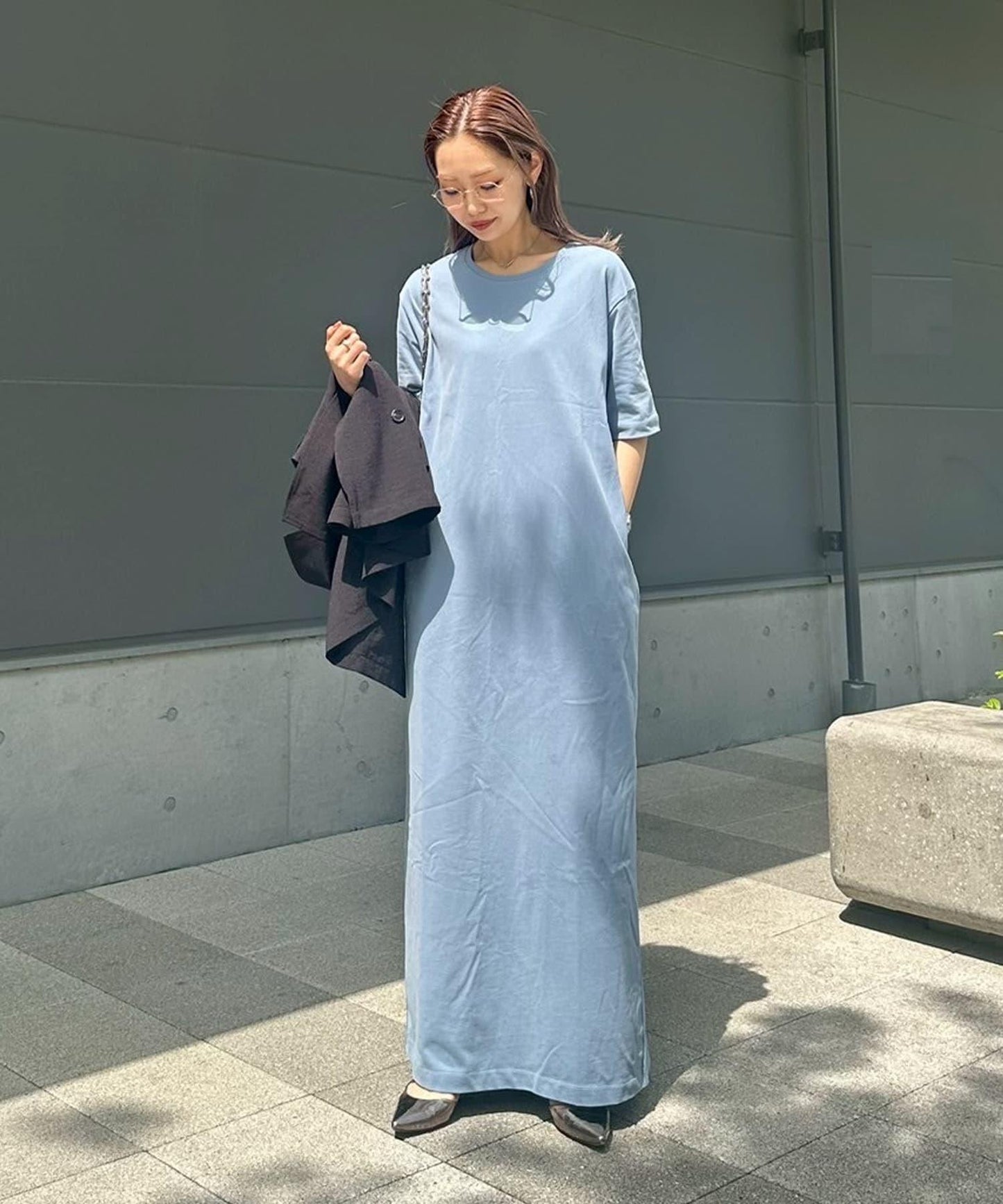 【帕爾克羅限定】【PON企劃】圓領長款短袖連衣裙