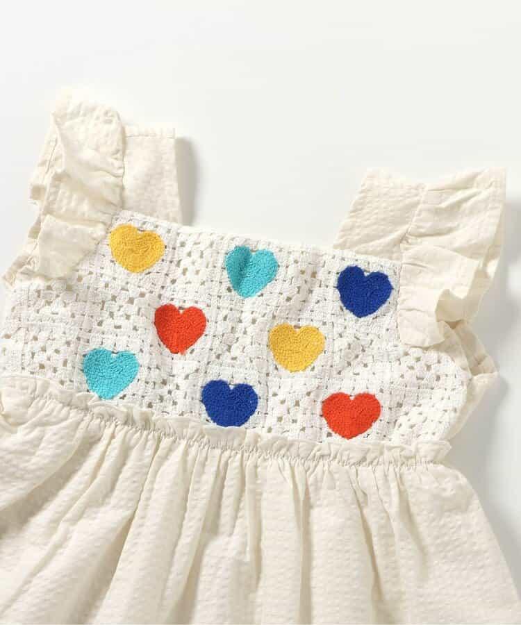 鉤針風心形菊花刺繡連衣裙