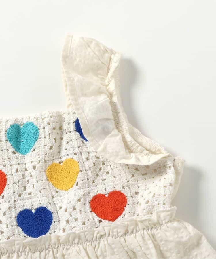 鉤針風心形菊花刺繡連衣裙