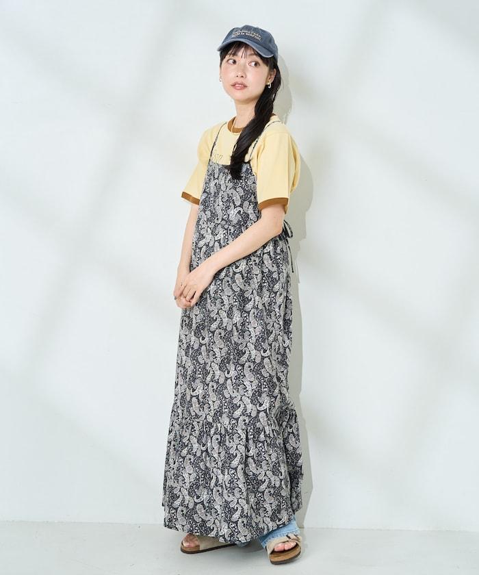 印花吊帶連衣裙