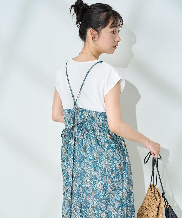 印花吊帶連衣裙