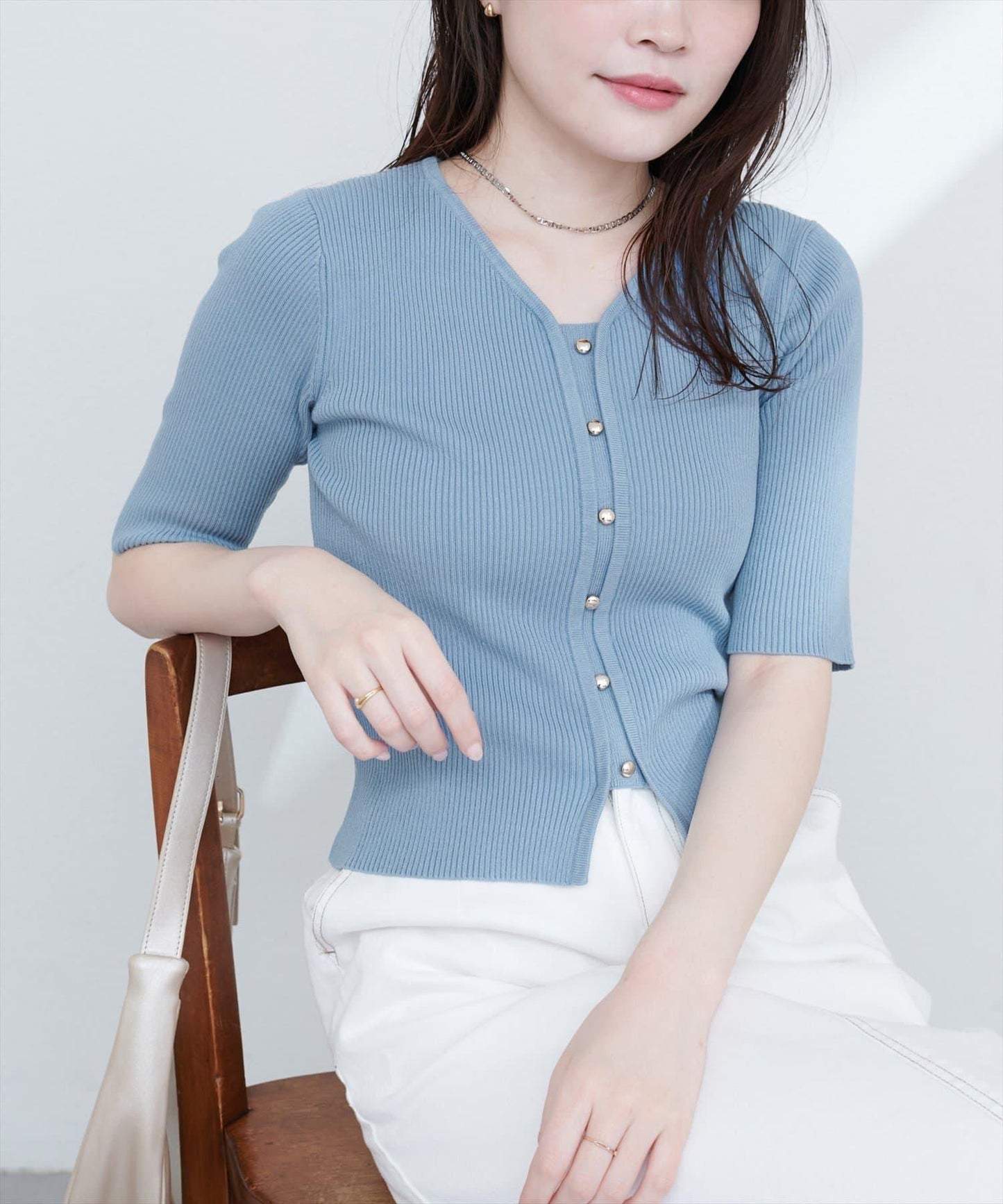 【限定】前開衫風針織衫