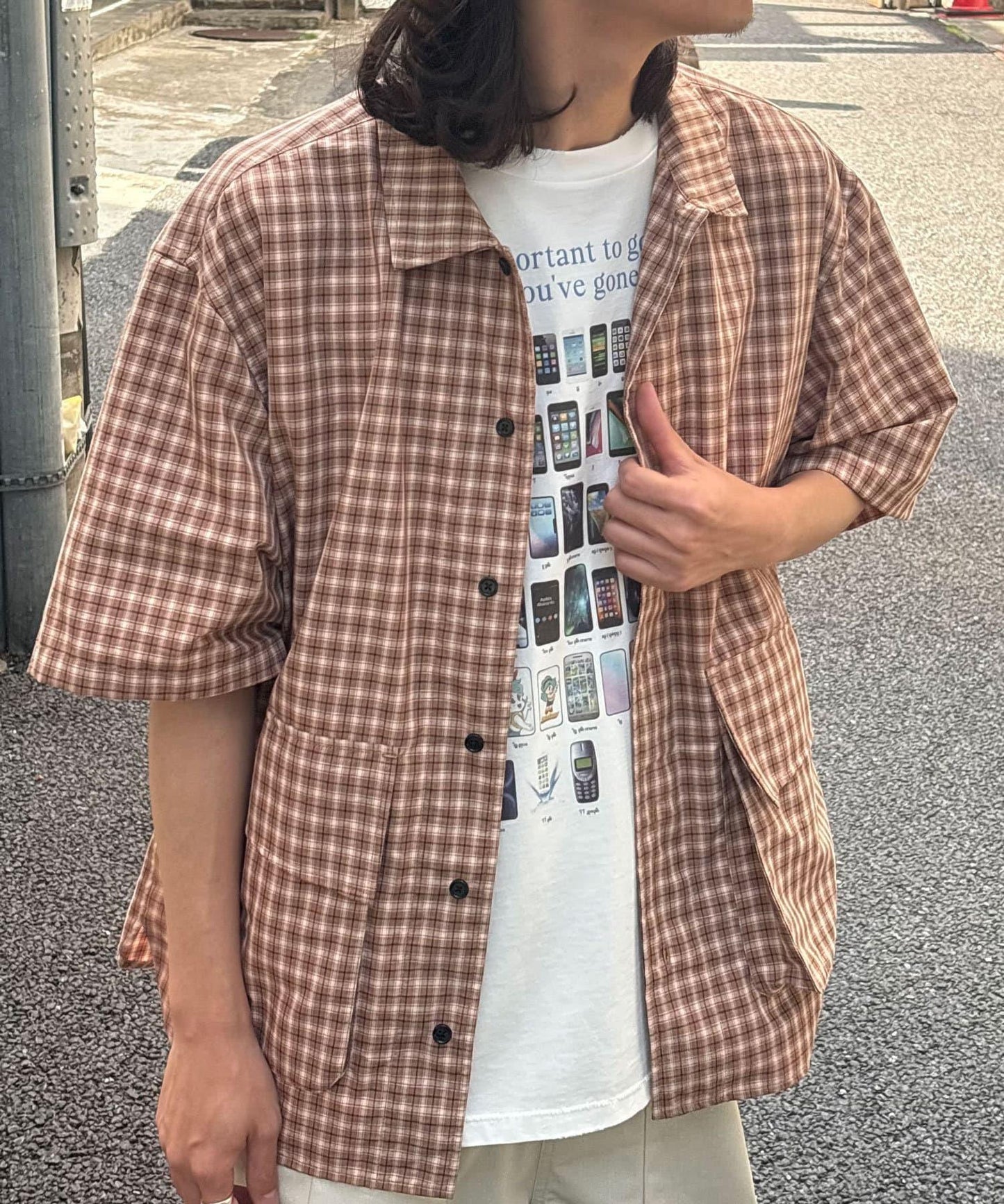 大口袋短袖襯衫