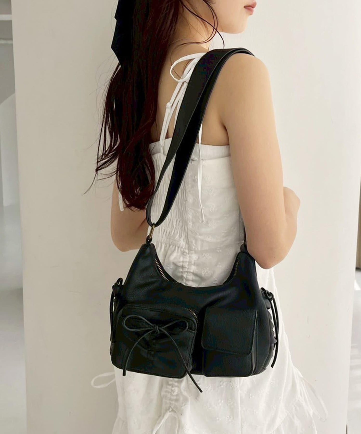 【/復刻】腰部口袋帶蝴蝶結單肩包