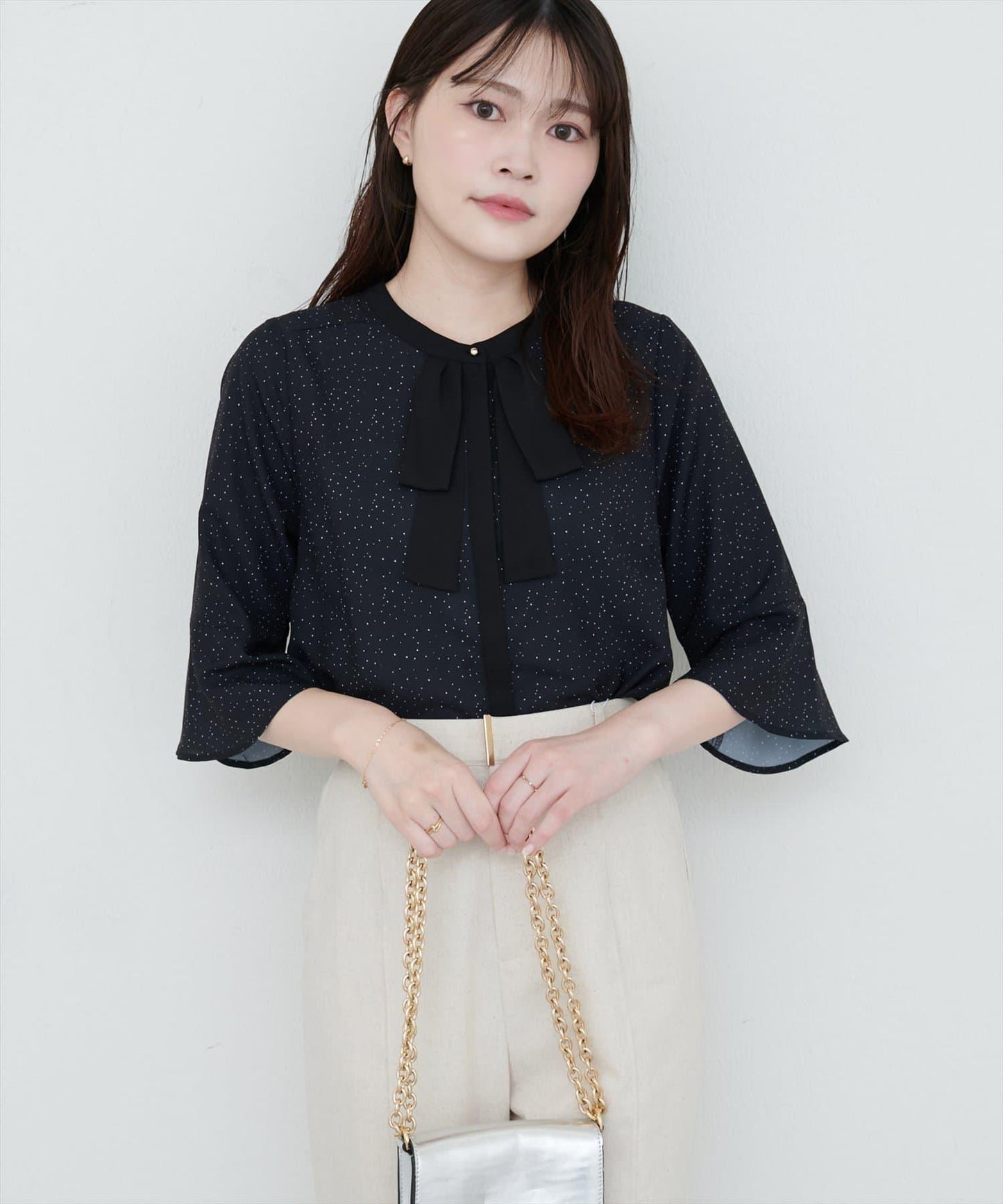 【限定】喇叭袖蝴蝶結領帶襯衫