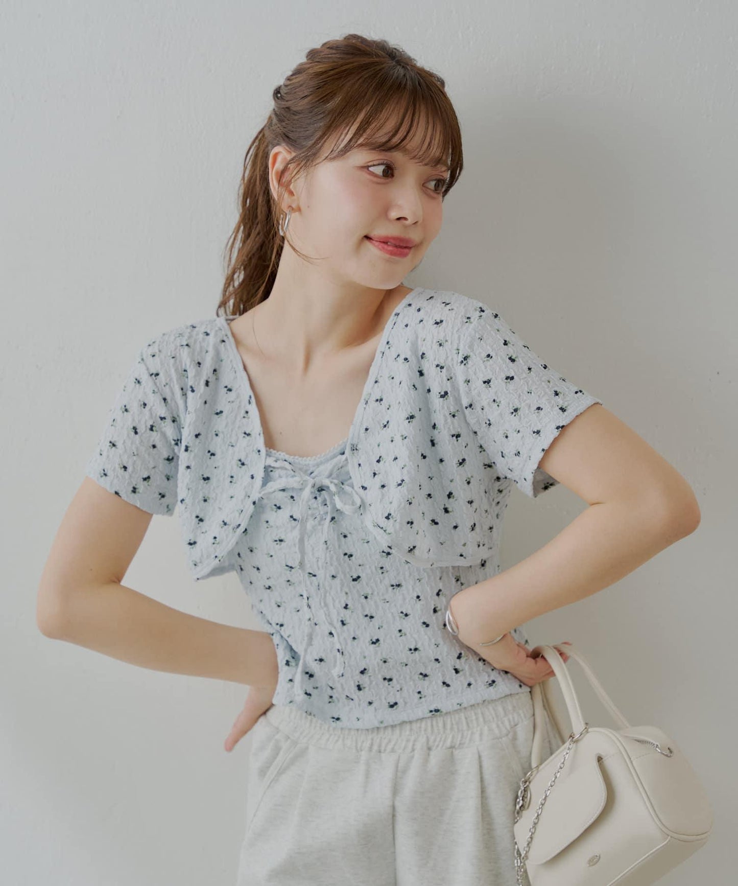 【套裝商品】花朵短外套+背心套裝