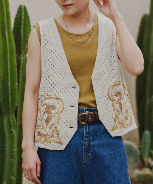 aguni拼接刺繡馬甲