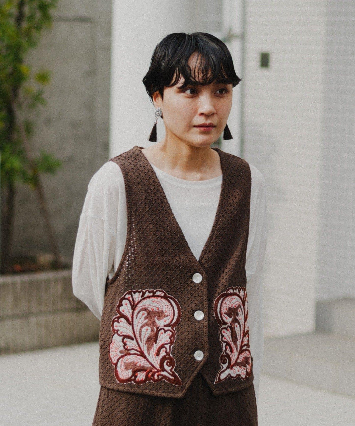 aguni拼接刺繡馬甲