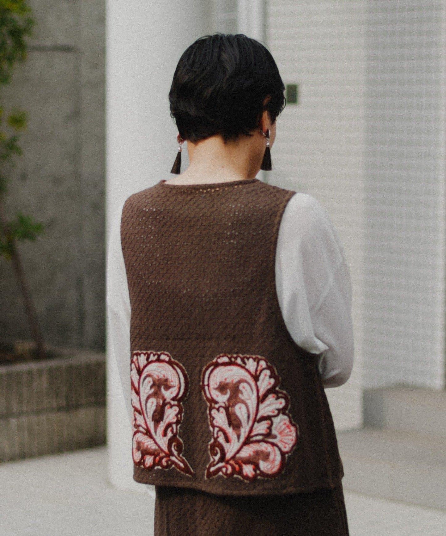 aguni拼接刺繡馬甲