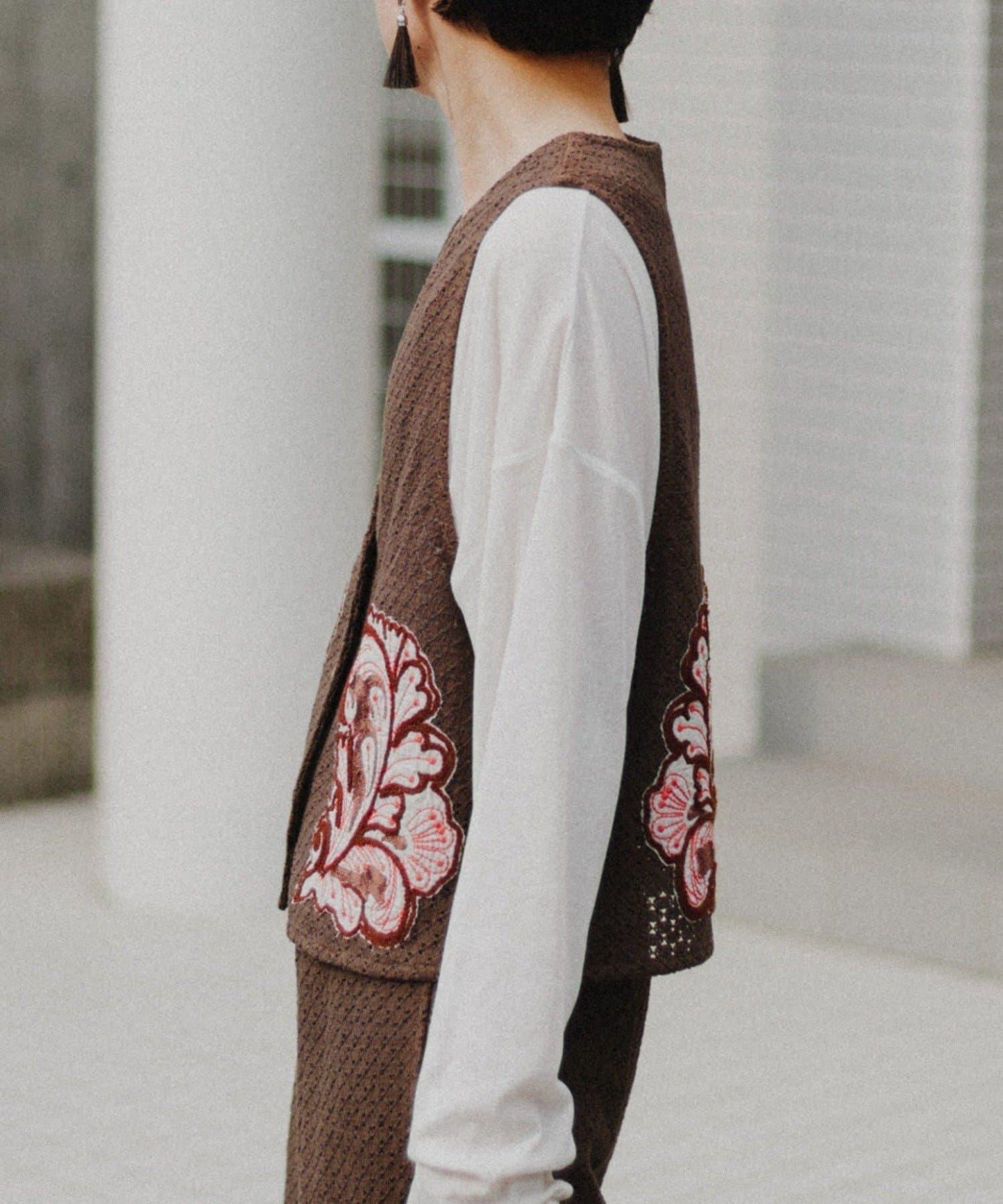 aguni拼接刺繡馬甲