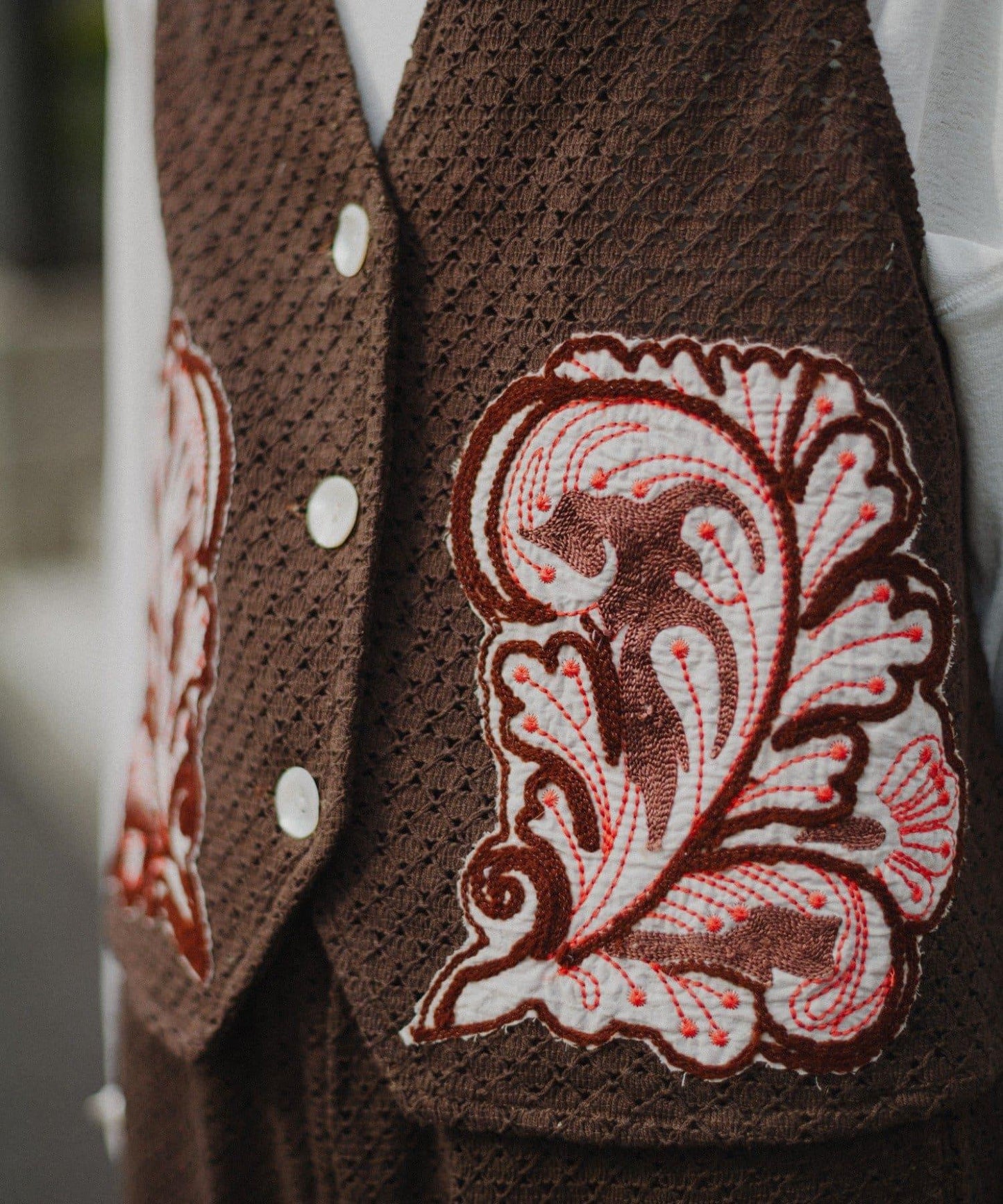 aguni拼接刺繡馬甲
