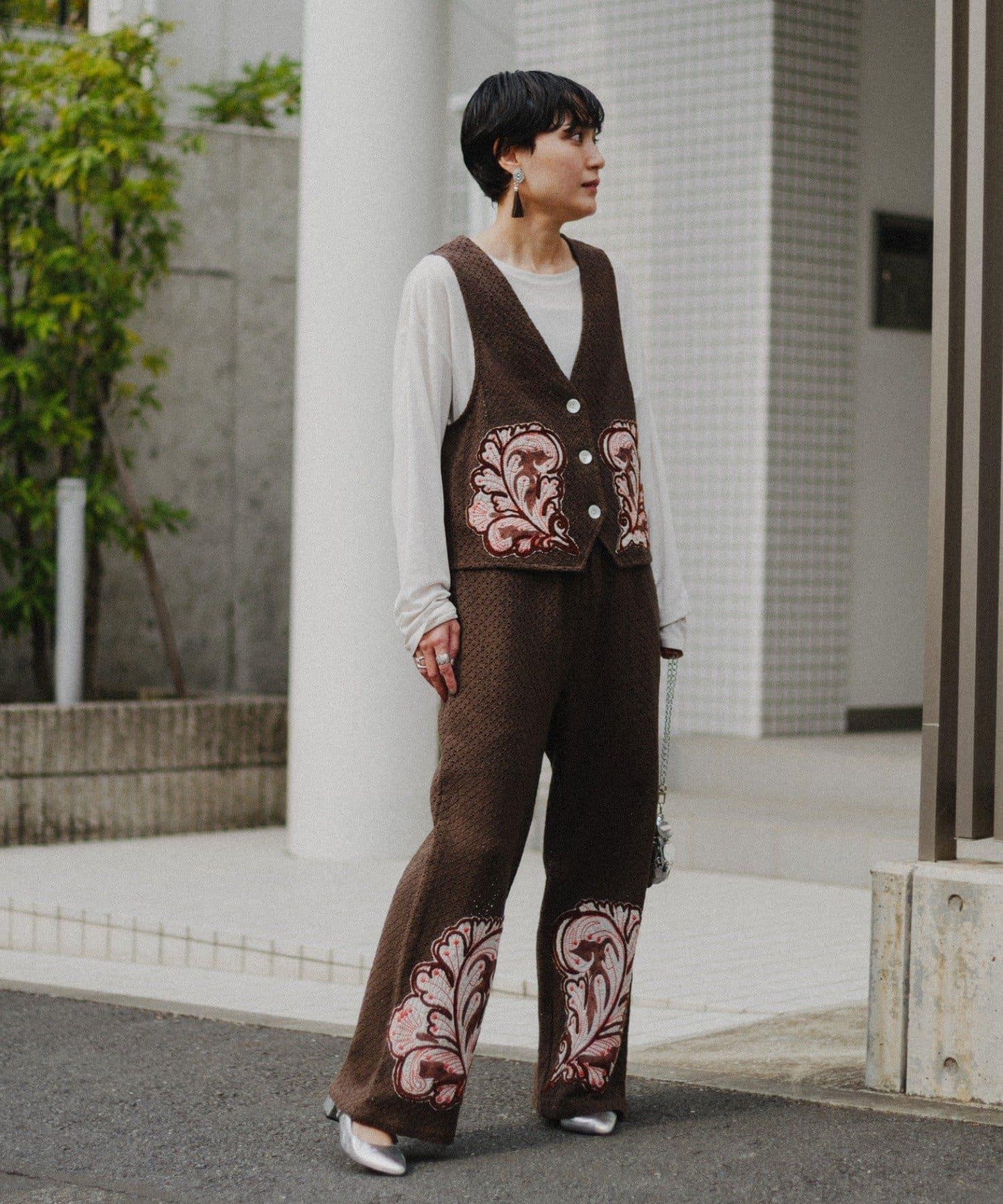 aguni拼接刺繡馬甲