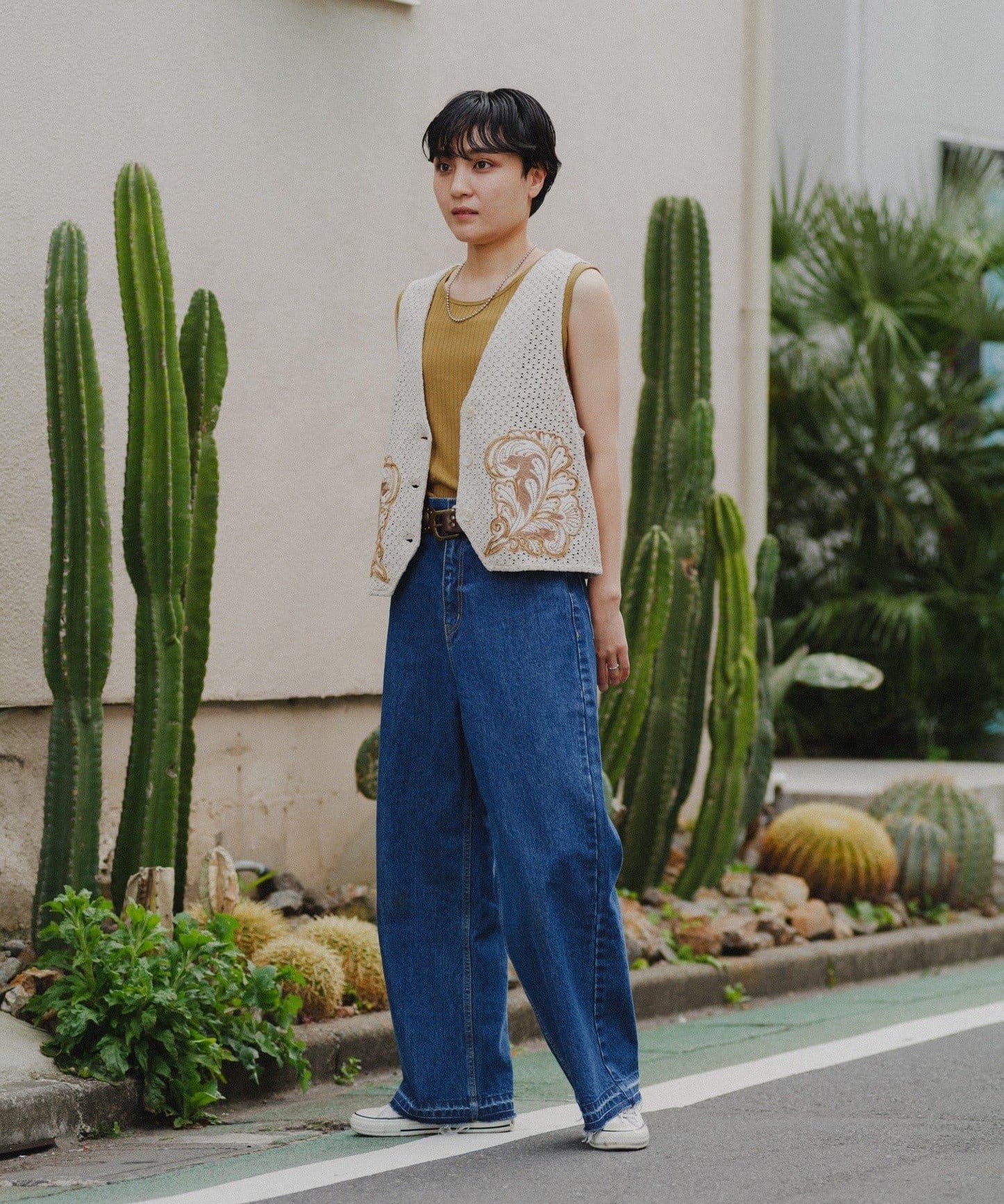 aguni拼接刺繡馬甲