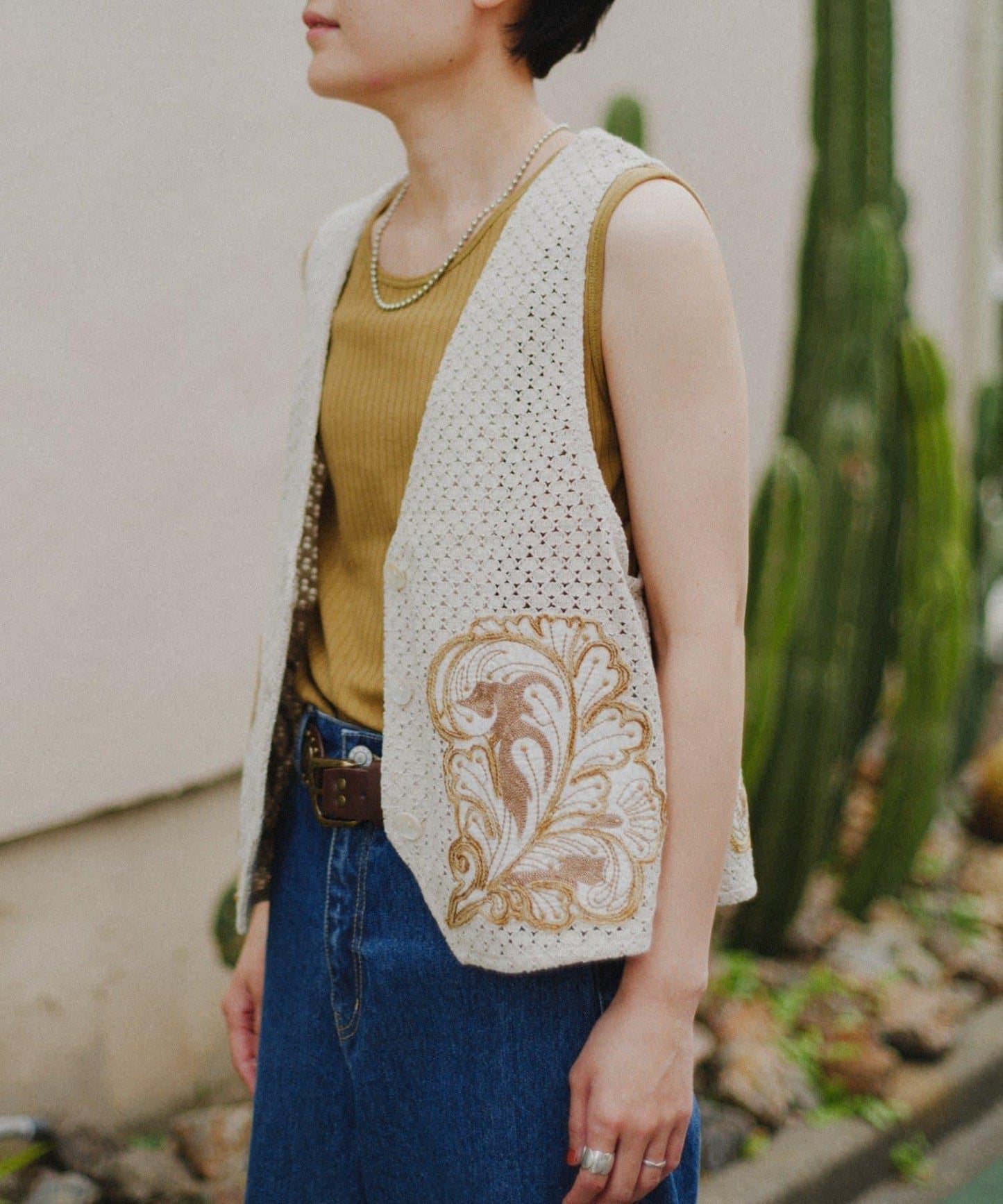 aguni拼接刺繡馬甲