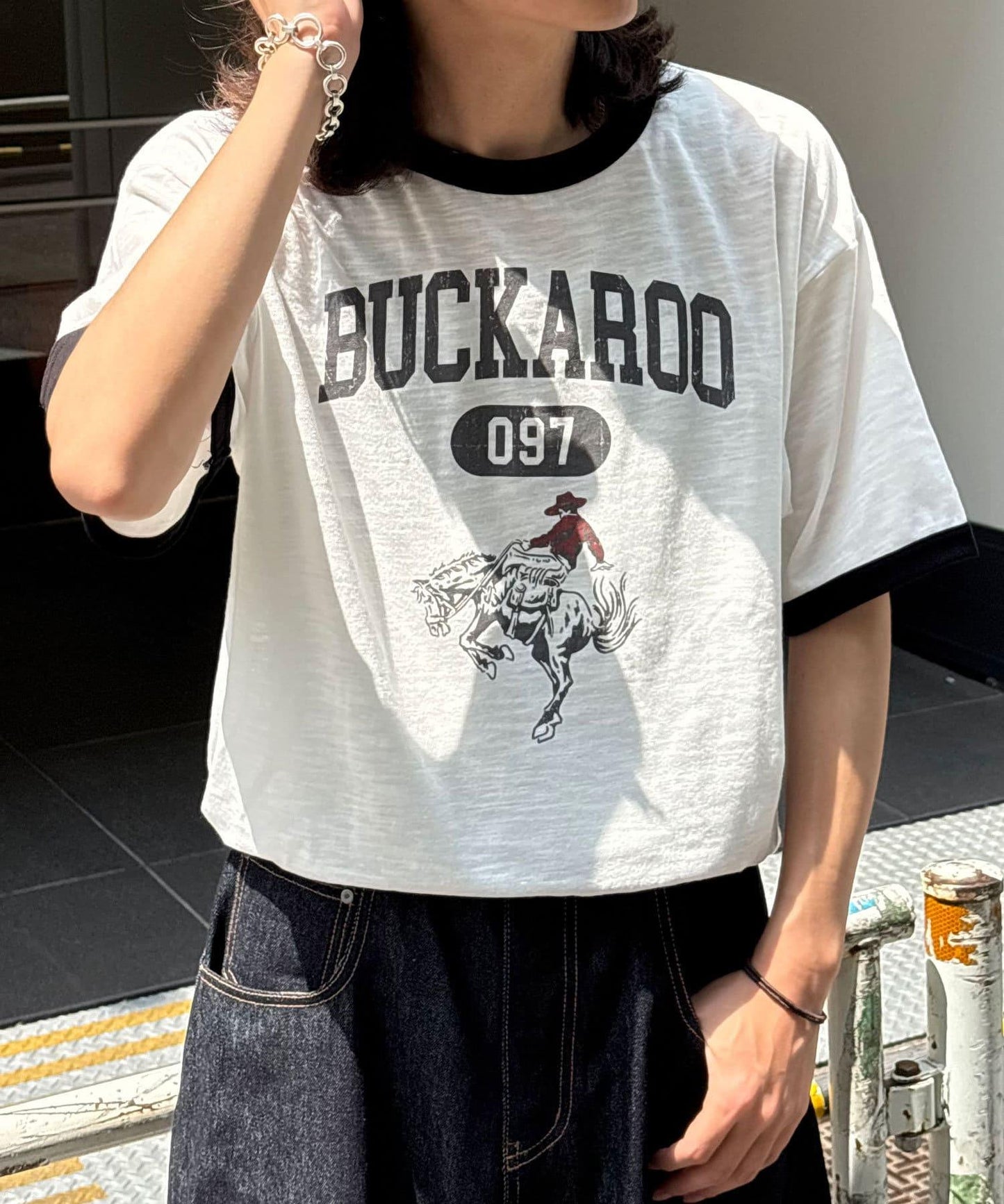 多色印花圓領T恤