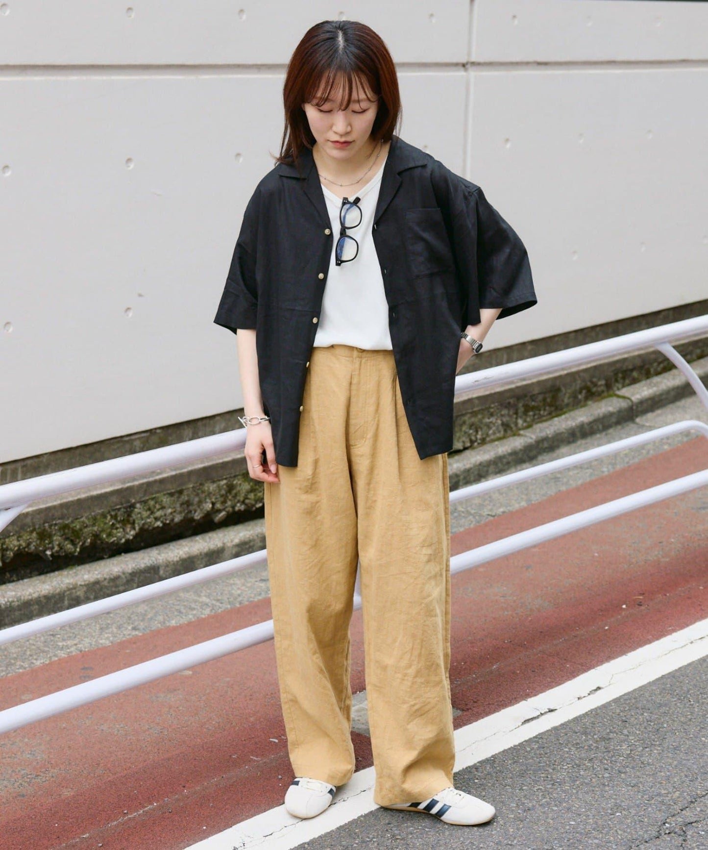 【男女通用】亞麻粘膠開領短袖襯衫